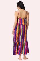 A Lady Wearing Layla Woven Chemise In Fiesta Stripe Back View