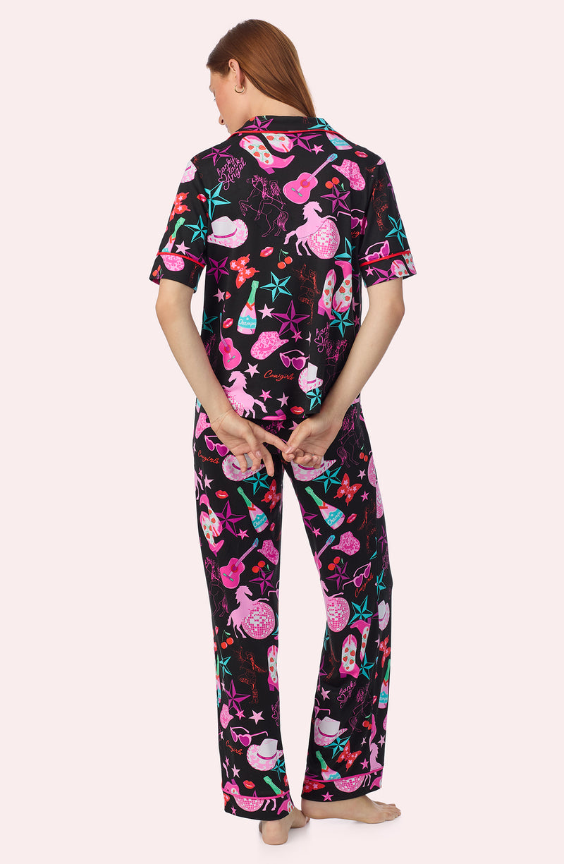 A lady wearing Arizona Long Knit Pj Set In Honky Tonk Angel