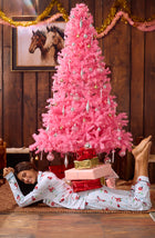 A lady wearing Charlotte Knit Pj Set In Ice Blue Sippin' With Santa