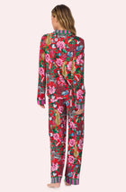 A lady wearing Collette Knit Pj Set In Scarlet Safari