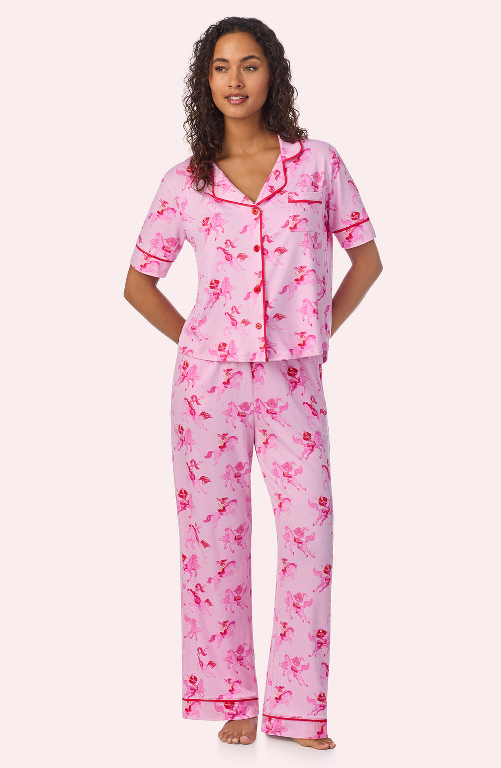 Sienna Long Knit Pj Set In Cowgirl Sweetheart – Room Service PJs