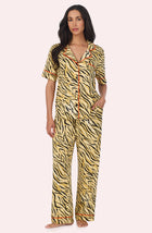 A Lady Wearing Sienna Long Knit Pj Set In Tiger Glam in a basic standing pose