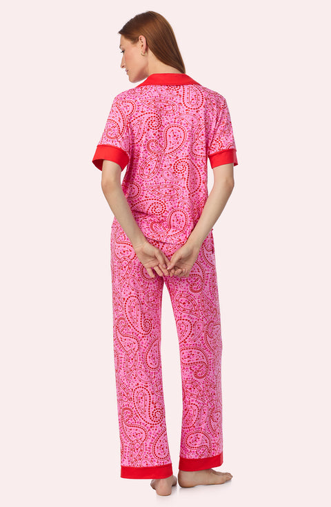 A lady wearing Arizona Long Knit Pj Set In Pretty In Pink