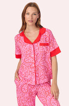 A lady wearing Arizona Long Knit Pj Set In Pretty In Pink