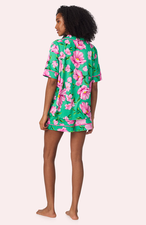 A lady wearing Sienna Short Pj Set In Flora & Fern