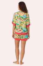 A lady wearing Georgia Short Woven Pj Set In Island Bliss