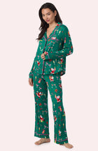 A Lady Wearing Collette Knit Pj Set In Merry Mixology in a front view, side angle pose