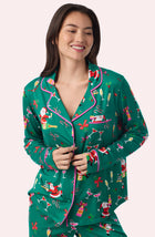 A Lady Wearing Collette Knit Pj Set In Merry Mixology in a front view, closer look