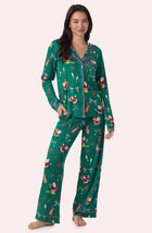 A Lady Wearing Collette Knit Pj Set In Merry Mixology