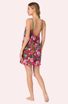 A lady wearing Remi Knit Robe And Chemise Set In Scarlet Safari