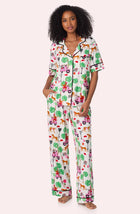 A lady wearing Sienna Long Knit Pj Set In Wild Ride Front view