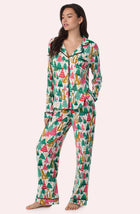 A Lady Wearing Collette Knit Pj Set In Jolly Jungle in a front view standing pose