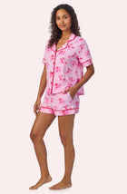 A lady wearing Arizona Short Knit Pj Set In Cowgirl Sweetheart