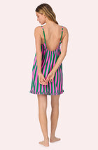 A lady wearing Remi Knit Robe And Chemise Set In Fuchsia And Fern