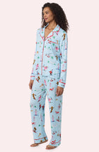 A Lady Wearing Collette Knit Pj Set In Champagne Slopes in a side angle pose