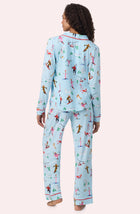A Lady Wearing Collette Knit Pj Set In Champagne Slopes in a back view pose