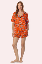 A lady wearing Arizona Short Knit Pj Set In Spooky Season