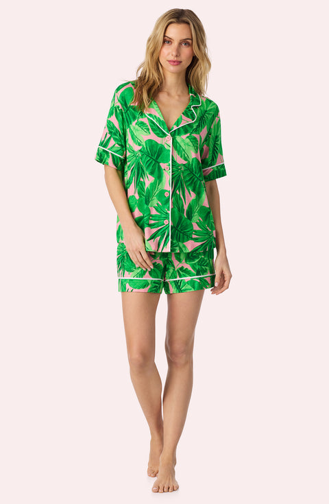 A Lady Wearing Dakota Short Knit Pj Set In Palm Cove posing front view