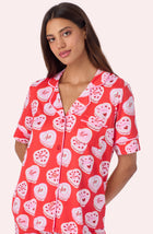 A lady wearing Arizona Long Knit Pj Set In Frosted With Love