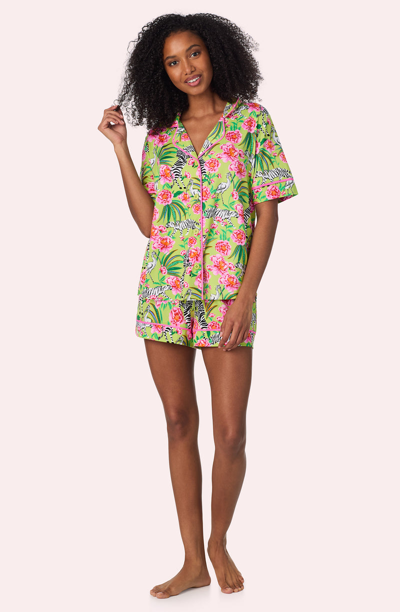 Sienna Short Knit Pj Set In Zebra Oasis – Room Service PJs