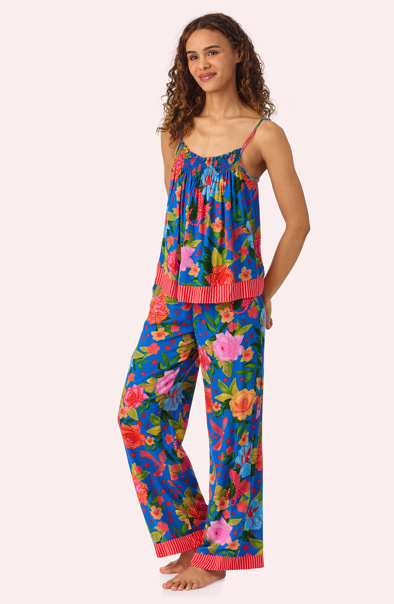 A lady wearing Alia Woven Pj Set In Floral Fiesta