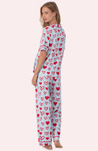 A lady wearing Arizona Long Knit Pj Set In Baby Blue Valentine