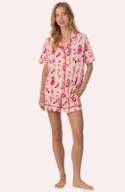 A lady wearing Arizona Short Knit Pj Set In Posh Pups