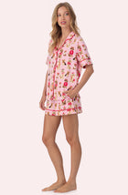 A lady wearing Arizona Short Knit Pj Set In Posh Pups