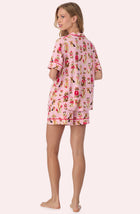 A lady wearing Arizona Short Knit Pj Set In Posh Pups