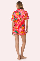 A lady wearing Sienna Short Knit Pj Set In Citrus Stripe Back view