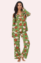 A Lady Wearing Stella Knit Pj Set In Autumn Blooms