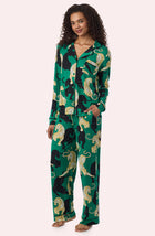 A Lady Wearing Collette Knit Pj Set In Panthera Glam in a front view standing pose