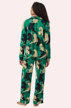 A Lady Wearing Collette Knit Pj Set In Panthera Glam in a back view pose