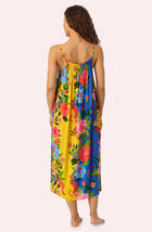 A lady wearing Charlie Woven Chemise In Paradise Vacay
