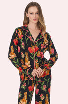 A Lady Wearing Stella Knit Pj Set In Flora & Fierce standing in a front view medium close up view pose