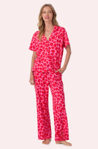 A lady wearing Josephine Long Knit Pj Set In Perfect Pout