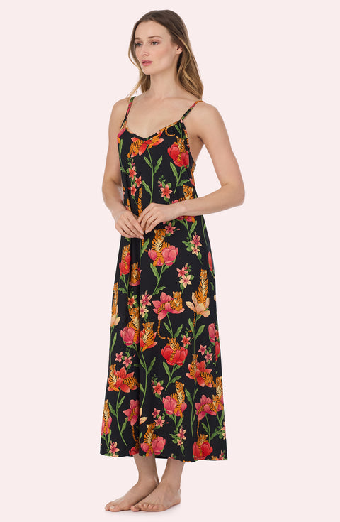A Lady Wearing Avery Knit Chemise In Flora & Fierce standing in a side angled pose