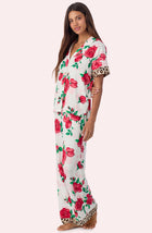 A lady wearing Josephine Long Knit Pj Set In Rosy Romance