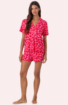 A lady wearing Josephine Short Knit Pj Set In Perfect Pout