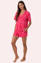 A lady wearing Josephine Short Knit Pj Set In Perfect Pout