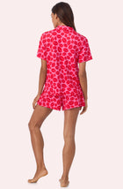 A lady wearing Josephine Short Knit Pj Set In Perfect Pout