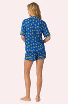 A lady wearing Aspen Short Knit Pj Set In Martime Palm