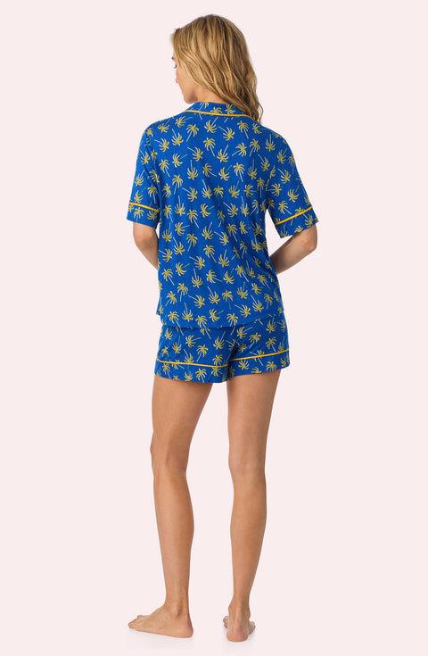 A lady wearing Aspen Short Knit Pj Set In Martime Palm
