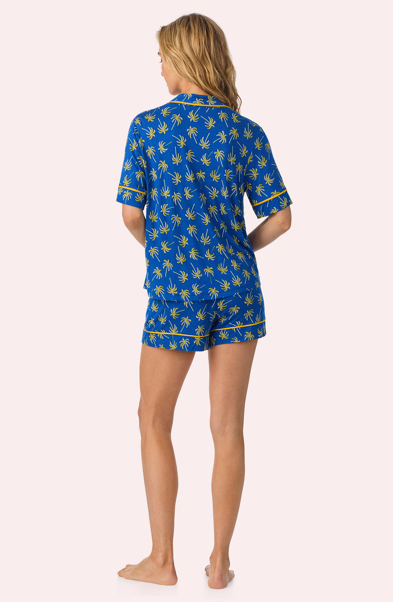 A lady wearing Aspen Short Knit Pj Set In Martime Palm