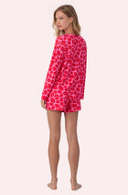 A lady wearing Lorena Short Knit Pj Set In Perfect Pout