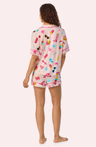 A lady wearing Aspen Knit Pj Set In Surf Bbq Bash