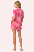 A lady wearing Aspen Knit Pj Set In Surf Club Stripe