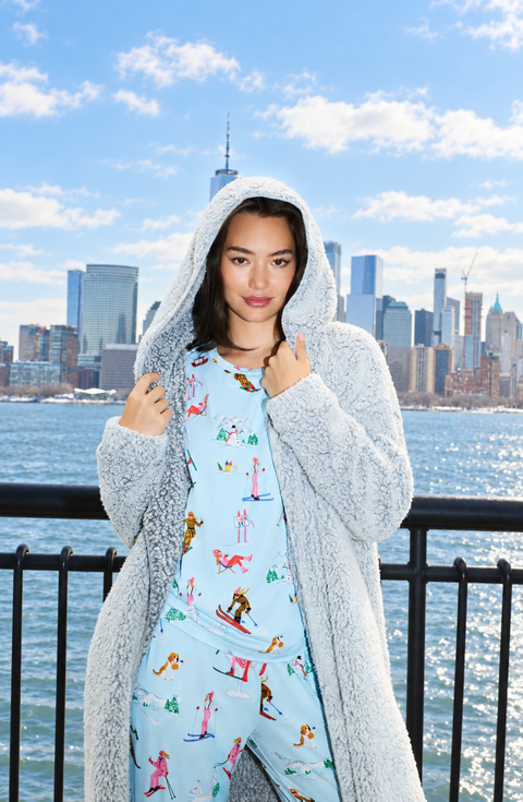 Aubrie Sherpa Long Jacket In Frosted Slate