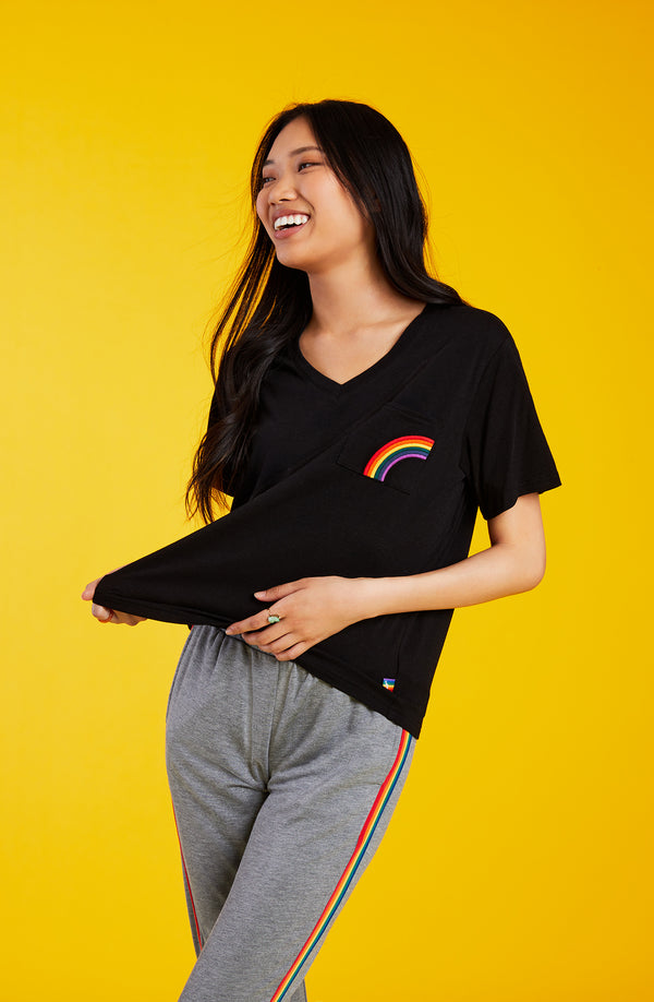 Girl is wearing Unisex Black T-Shirt
